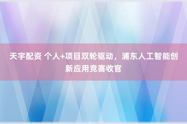 天宇配资 个人+项目双轮驱动，浦东人工智能创新应用竞赛收官
