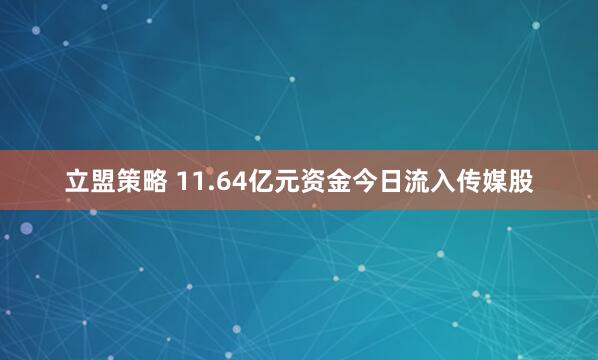 立盟策略 11.64亿元资金今日流入传媒股